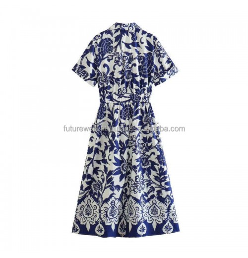 New Women's Clothing Foreign Style Fashion Retro Print Shirt Midi Dress Women Wholesale Price Customised Colour Best Quality New Women's Clothing Foreign Style Fashion Retro Print Shirt Midi Dress Women Wholesale Price Customised Colour Best Quality