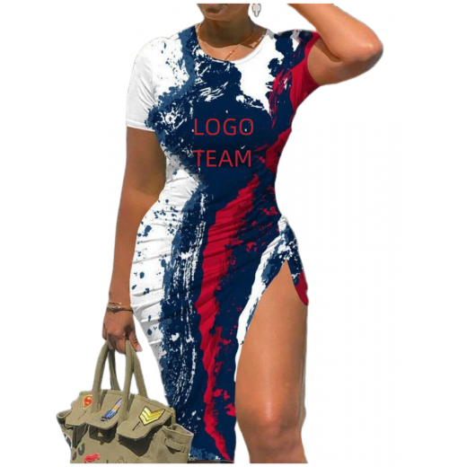 Low Minimum Order Quantity Women's Dresses Elegant Game Day Printed Plus Size Women's Slit Bodycon Dress Print On Demand Low Minimum Order Quantity Women's Dresses Elegant Game Day Printed Plus Size Women's Slit Bodycon Dress Print On Demand