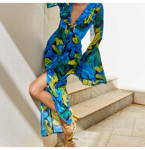 Spring and Autumn New Product Women's Printed Fashion Casual Flare Sleeve Dress Spring and Autumn New Product Women's Printed Fashion Casual Flare Sleeve Dress