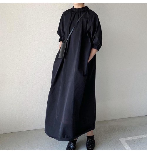 Spring And Summer New Women's Clothing Solid Color Stand Up Collar Cotton Fashion Temperament A-line Women's Clothing Spring And Summer New Women's Clothing Solid Color Stand Up Collar Cotton Fashion Temperament A-line Women's Clothing
