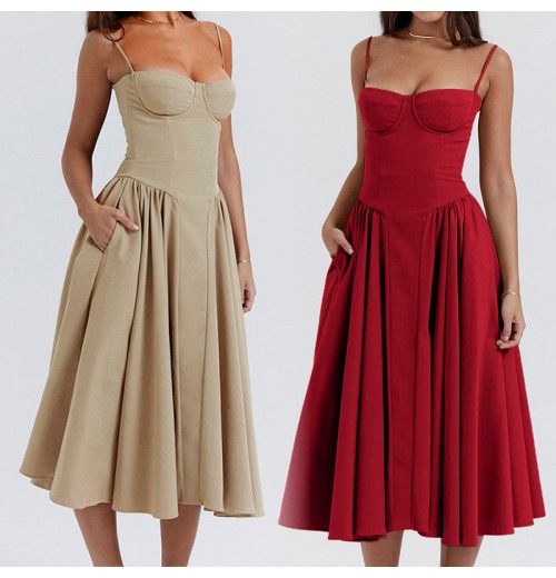 New women's clothing Ladies Temperament Elegant Dresses Retro Suspenders Women Casual Dresses New women's clothing Ladies Temperament Elegant Dresses Retro Suspenders Women Casual Dresses