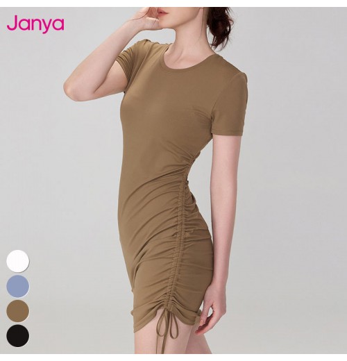 Casual Women Workout Wear Side Drawstring Adjustable Waistband Crew Neck Sports Dresses Short Sleeve Fitness Yoga Tennis Dress Casual Women Workout Wear Side Drawstring Adjustable Waistband Crew Neck Sports Dresses Short Sleeve Fitness Yoga Tennis Dress