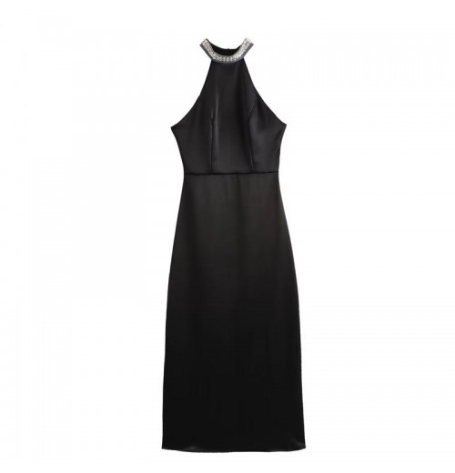 TAOP&ZA women's clothing 2024 autumn new French fashion party style halter neck dress sexy slim long skirt TAOP&ZA women's clothing 2024 autumn new French fashion party style halter neck dress sexy slim long skirt