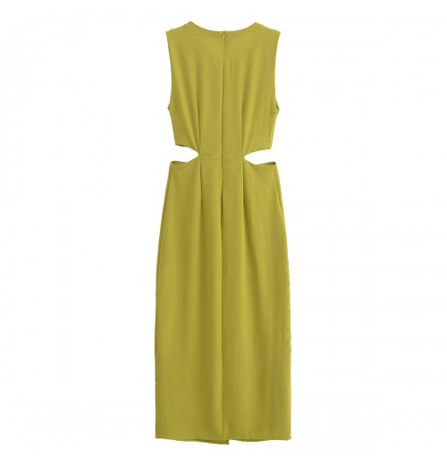 New European and American style women's clothing French opening design buckle decoration sleeveless dress New European and American style women's clothing French opening design buckle decoration sleeveless dress