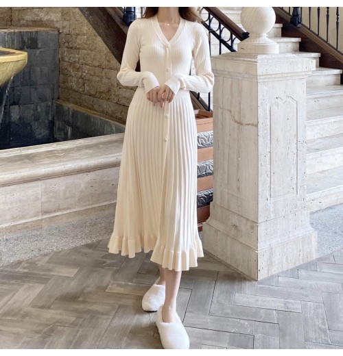 New Elegant Dresses Long-sleeved Short French Tight Knitted Dress For Women New Elegant Dresses Long-sleeved Short French Tight Knitted Dress For Women