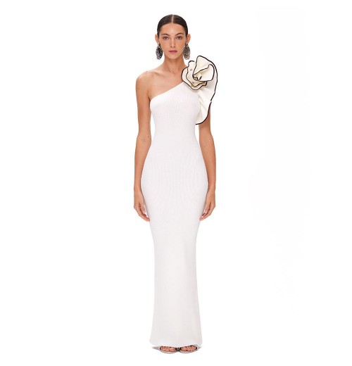 Fashion Tight 3D Floral White Dress Women's Clothing Spring New Stretch Halter Long Elegant Women's Dresses Fashion Tight 3D Floral White Dress Women's Clothing Spring New Stretch Halter Long Elegant Women's Dresses