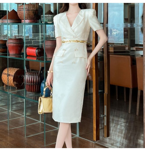 ZYHT 51000 Professional Dress Trendy Elegant Ladies Satin Office Dresses Women Formal Work Short Sleeves Career Dresses Women ZYHT 51000 Professional Dress Trendy Elegant Ladies Satin Office Dresses Women Formal Work Short Sleeves Career Dresses Women