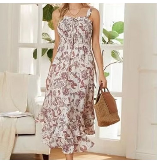 Elegant Beige Floral Women's Summer Smock Dress High Short Sleeve Square Collar Lace Button Formal Mini XS Digital Long Length Elegant Beige Floral Women's Summer Smock Dress High Short Sleeve Square Collar Lace Button Formal Mini XS Digital Long Length